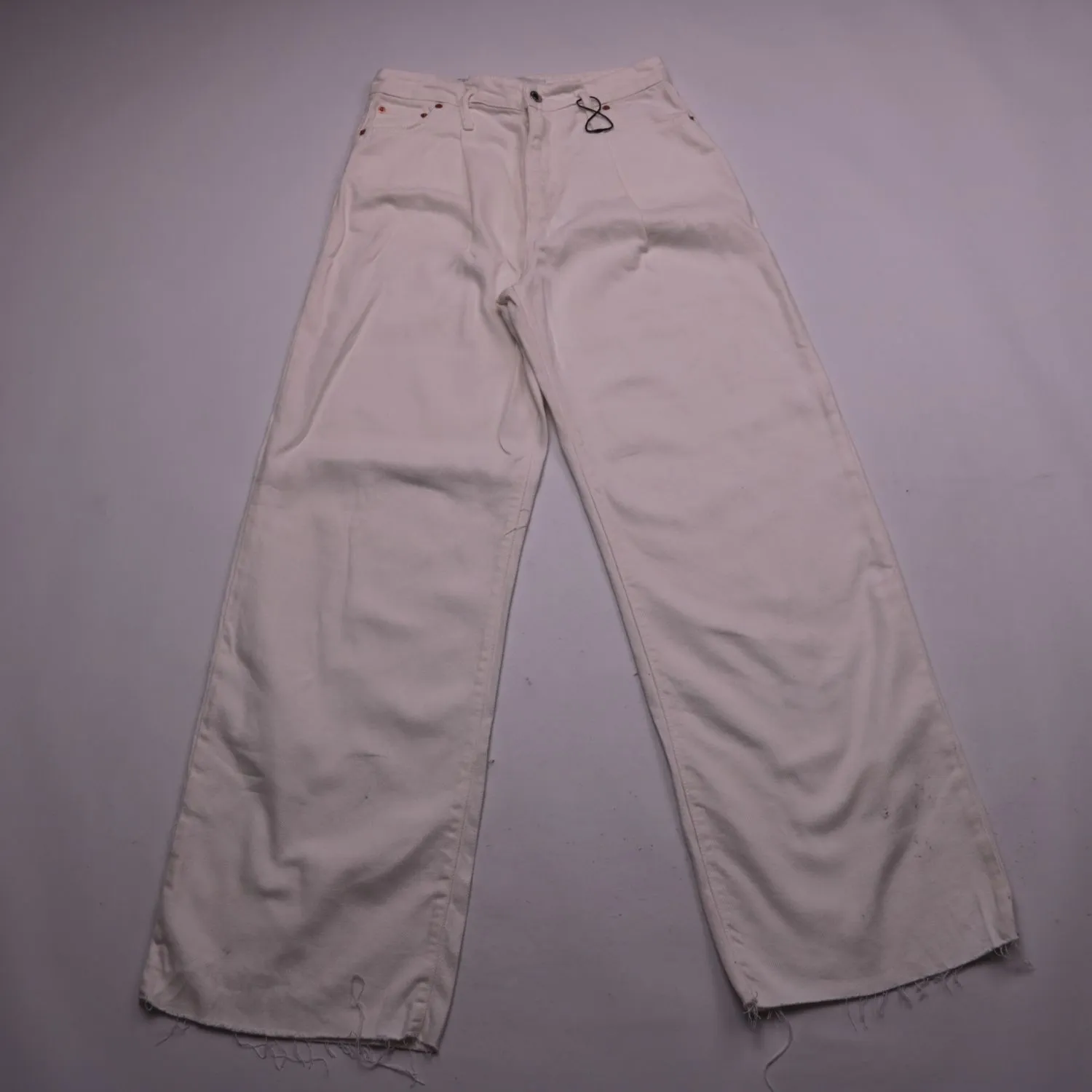 Белые широкие джинсы ZARA с высокой посадкой, размер 42 (S)